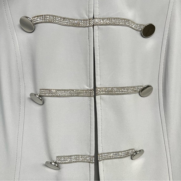 Joseph Ribkoff NWT Gray Frost Sparkle Open Front Long Sleeve Blazer Jacket 8 - Picture 10 of 14